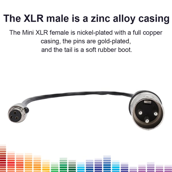 Full Copper Casing Mini XLR 3pin Hunn til Sink Legering Casing XLR 3pin Hann Audio Kabel