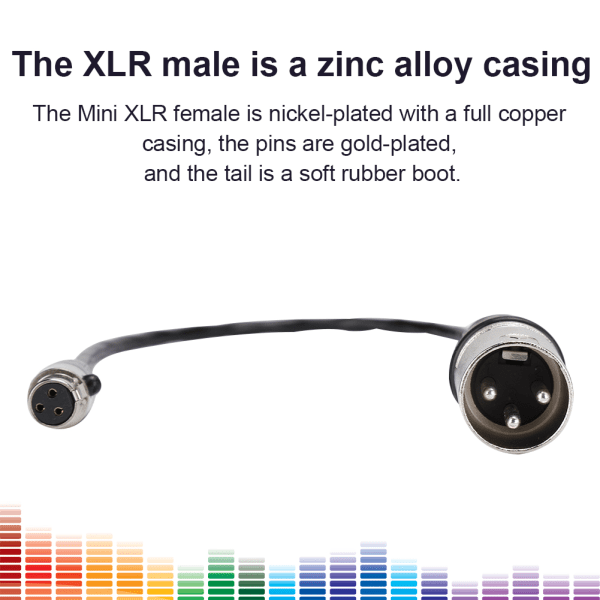 Täyskuparinen kotelo Mini XLR 3pin naaras ja sinkkiseoskotelo XLR 3pin uros äänikaapeli