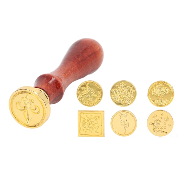 Europæisk Retro Voksstempel Kit med Aftagelige 7 Vintage Stempelhoveder Klar Gravering Voksstempel Forseglings Kit til Kuvert Sort Æske