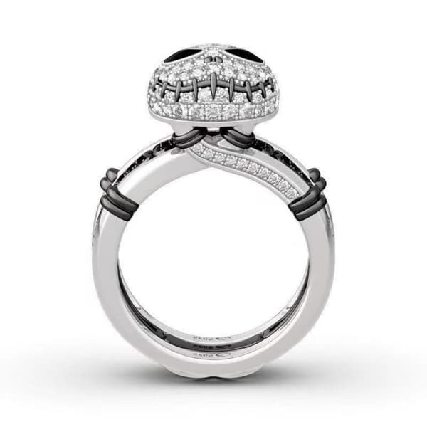 Sort Hvid To Farver Skeletring Luksus Smil Ring Legering Moderigtige Dekorative Ringe