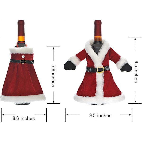 2 STK Vinflaske Dekorationsbetræk Julepynt til Hjemmet Champagne Flaske Poser Tøj Jule Tilbehør