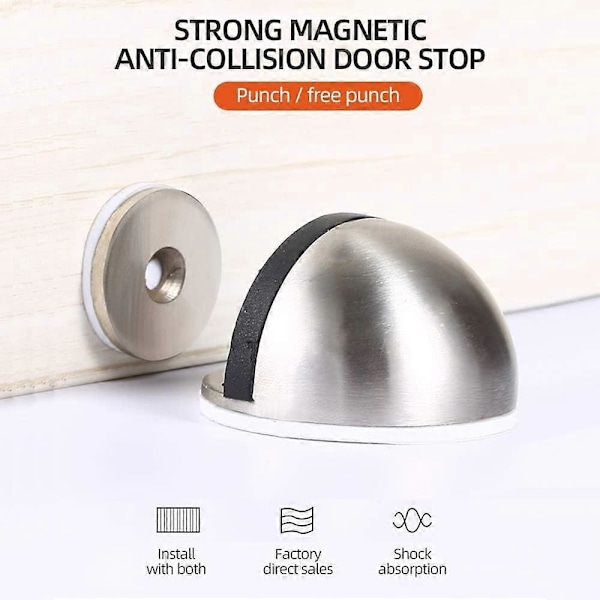 2 kpl Ovenpysäyttimiä Ruostumattomasta teräksestä Magneettinen Puolikuun Ovenpysäytin Lattiaovenpysäytin Kotiin ja Toimistoon (2 kpl)