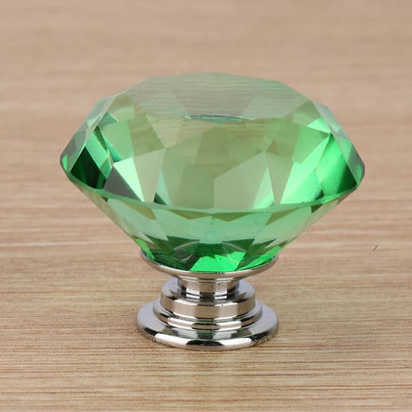 1 st Kristallglas Diamantform Lådknapp Skåpsdrag (701 A-40 grön)