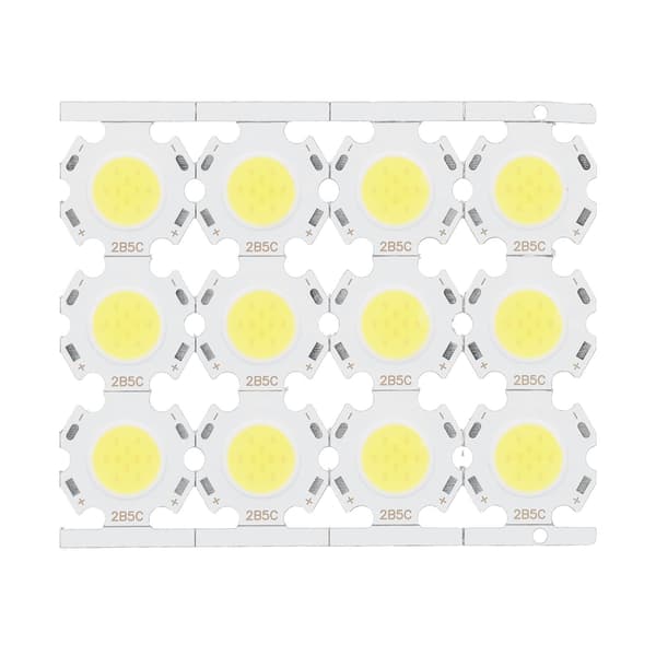 12 stk. LED-brikker COB Lysemitterkomponent 5W 15‑17V for DIY Spotlights Downlight Taklampe Hvitt Lys