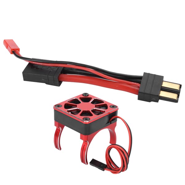 540/550 Motor Køleventilator Radiator med Stikkabel Passer til Traxxas RC Bilmodel Rød