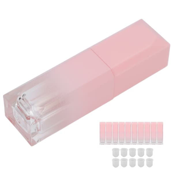 10 st 6 ml tomma läppglansrör påfyllningsbara läppstiftsbehållare för DIY läppglans läppprover rosa gradient