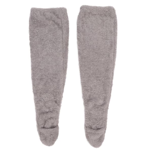 Over Knee Fuzzy Sokker Vinter Hjem Sove Bløde Tykke Åndbare Plys Strømper Benvarmer Grå
