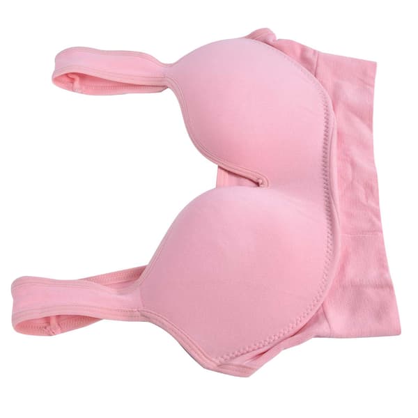 Bekväm stöd-bh för kvinnor, heltäckande trådlös sov-bh, amnings-bh, rosa L