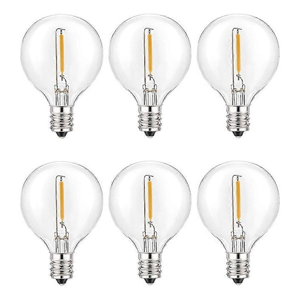 Splittersäkra LED-globlampor för solcellslingor - 6 st G40 LED-ersättningslampor, E12 skruvsockel
