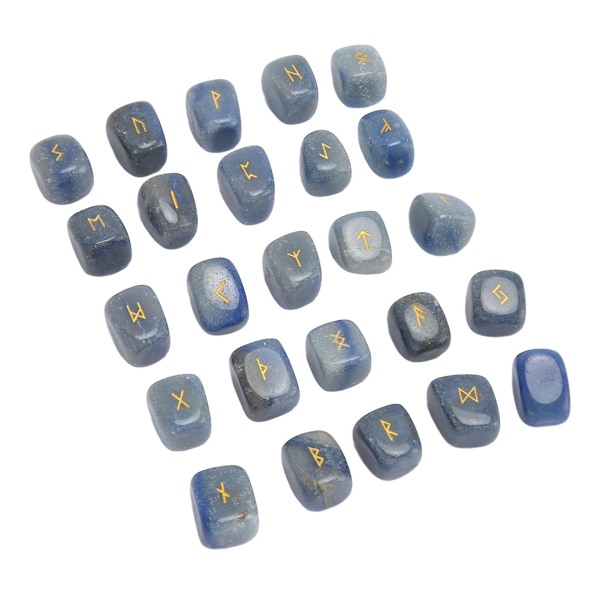 25 stk Rune Stones Set Good Luck Healing Power Polert Gravert Eldste Alfabet Chakra Rune Stones for Housewarming Blå Dongling Stone