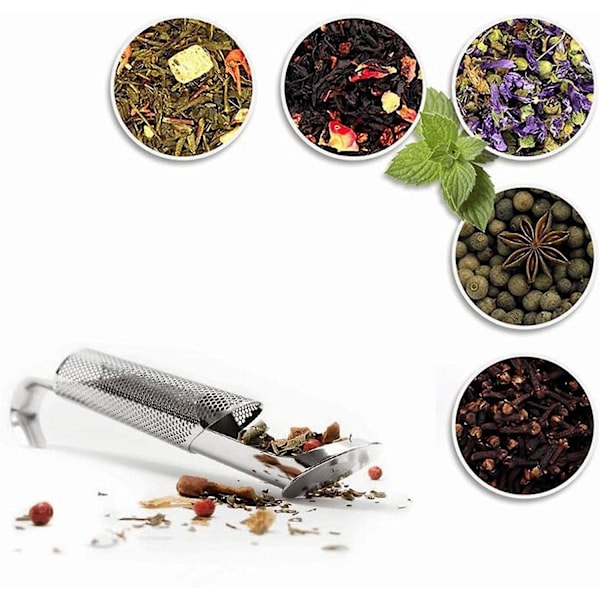 Sæt med rustfrit stål te-infuser med gaveæske 2 pakker langt håndtag til løs te kaffe krydderier