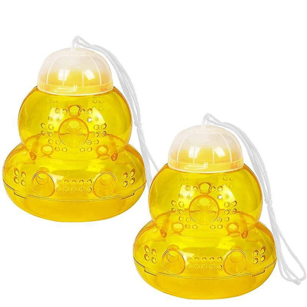 Utomhus Hängande Getingfällor - 2-pack, Effektiv Guljacka och Träbi-Dödare, Plast Bi-Fångare Getingsfälla, Insektskontroll