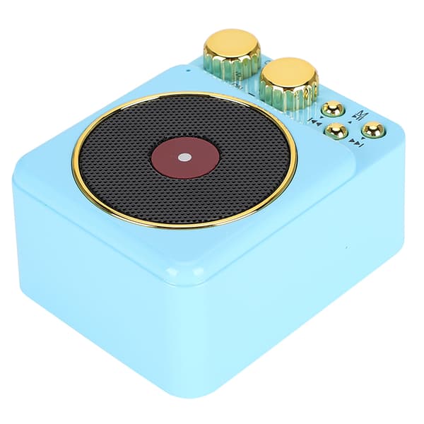 DC 3.7V Retro Bluetooth 5.0-högtalare med smart ljudröstutsändning för MP3 / TF-kortBlå