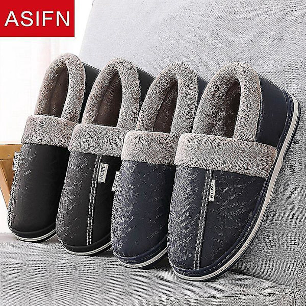 Talviset vedenpitävät plyysiset sisätossut miehille ja naisille 40-41 (sopii 39-40) sininen