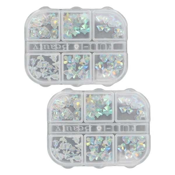 2st 6 Grids Nail art Olika former Glitter Manikyr Dekorativa prydnader för hemsalong