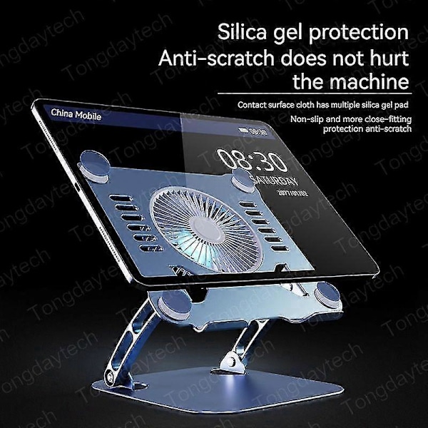 Universal Legering Tablet Stand Skrivebordsforhøjer Justerbar Skrivebordskøleventilator Foldbar Notebook Holder Til 12.9 Laptop 15.9 ZD B2 UU Grå