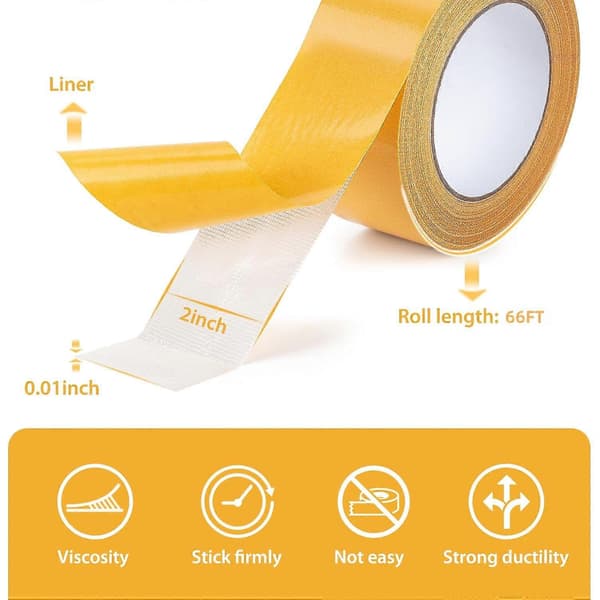 Checkered Double-Sided Tape, 3 cm x 20 m Fabric Tape, Double-Sided Mesh for Clothes, Resistant Clear Tape 2 Inch x 66Feet