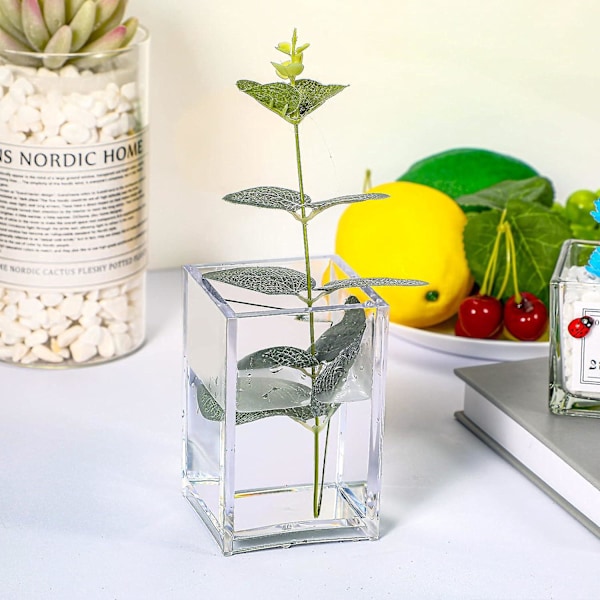 6 Stykker Klar Akryl Penholder Makeup Børsteholder Skrivebordsholder Kontorartikler Gotisk Tilbehør Firkantet Papirholder, Transparent Blyantholder Akr