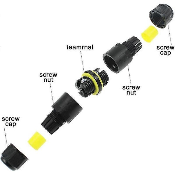 Vedenpitävä kytkentärasia, ulkokäyttöön tarkoitettu sähköliitin IP68 vedenpitävä kytkentärasia 3,5 mm - 7 mm (4 kpl)