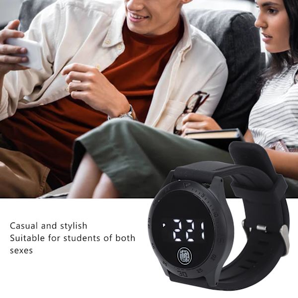 HZ2030 LED Digital Watch Korean Style Vandtæt Touch Stilfuldt Armbåndsur til Mænd Kvinder Studerende Sort