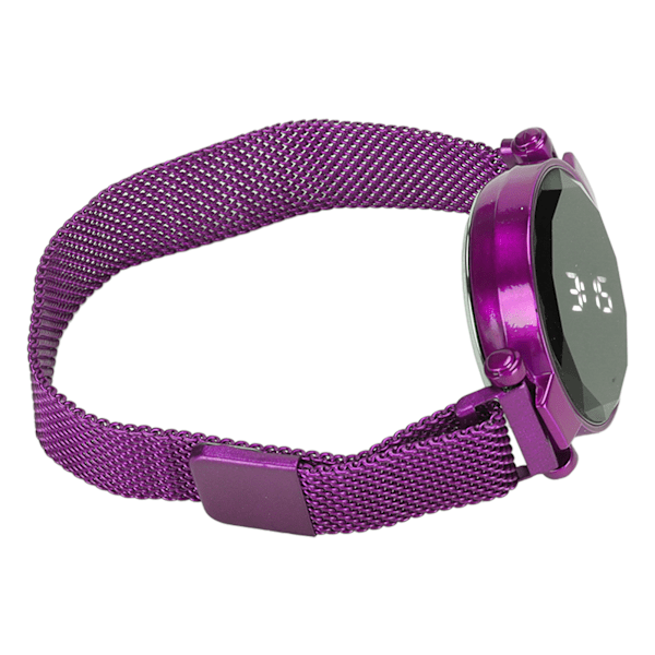 Kvinnor LED- watch LED-pekskärm Stor skärm Hållbar legering Modedesign Digital LED- watch för flickor Kvinnor Vuxen Lila