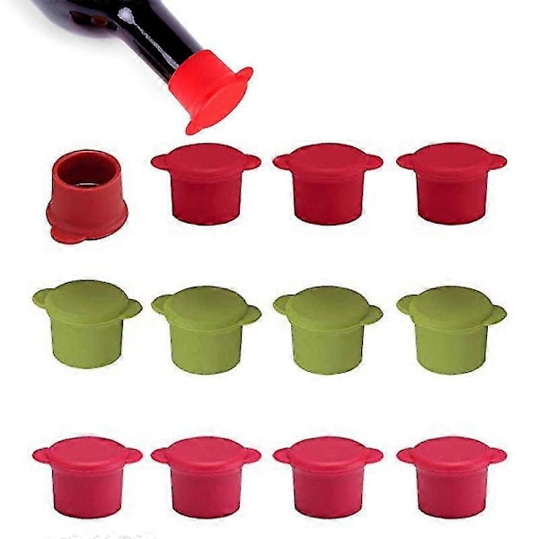 24 stk. Silikone Vinprop, Vinflaske Hætter Øldæksel, Assorterede Genanvendelige Propper Til Vin Øl (3 Farver)
