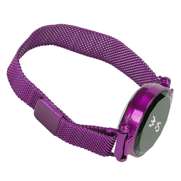 Kvinnor LED- watch LED-pekskärm Stor skärm Hållbar legering Modedesign Digital LED- watch för flickor Kvinnor Vuxen Lila