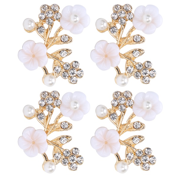 4 st ihåliga kristallblomformade spännen kläder väskor skor spänne dekoration tillbehör 3,5x2,2 cm NR 2 pärlblomma grenformade spännen