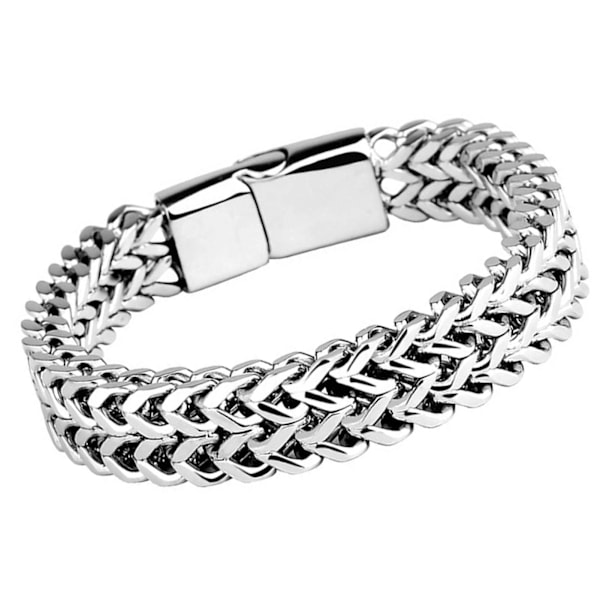 Magnetiskt armband i titanstål med dubbla rader magneter, silver, modernt smycke, present till män, 23 cm/9,06 tum