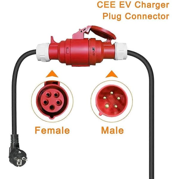 5-polet stikadapter til 16A 11kW trefaset oplader, EU-stik