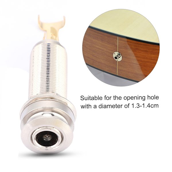 Kobber Stereo End Pin Jack Socket til Elektrisk Guitar Ukulele Pickup Sølv Guld