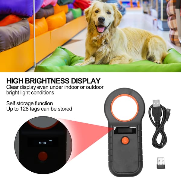 Kæledyrs Microchip Scanner 134.2Khz 125Khz EMID FDX B Kablet USB Trådløs 2.4G Bluetooth Håndholdt Dyrechip Læser Sort