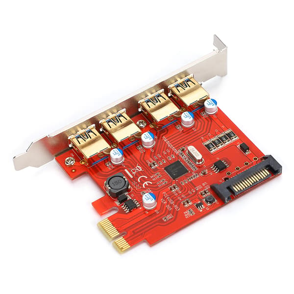 USB3.0 Udvidelseskort 4-Port Adapterkort med SATA Strømport til NEC Master Control D720201