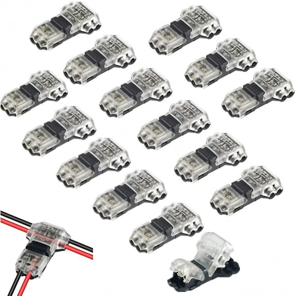 Universal Compact T-Tap ledningsforbindelser, 2-polet 2-vejs, ingen afisolering af ledninger nødvendig, til 18/22 AWG-kabel (15 stk.)
