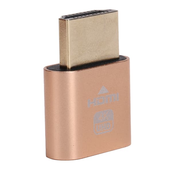 High Definition Multimedia Interface Dummy Plug HotSwappable 4K Skjermemulator (Gull)