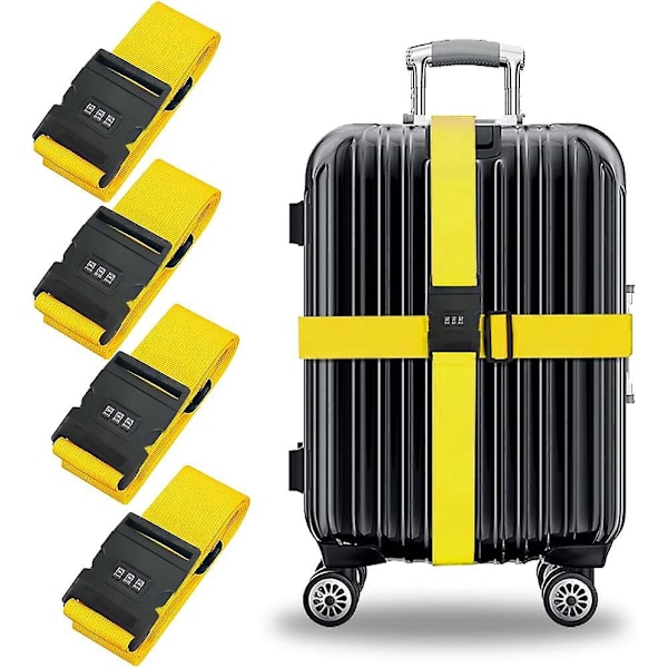 Lukittavat matkalaukkuhihnat - 4 kpl, keltainen