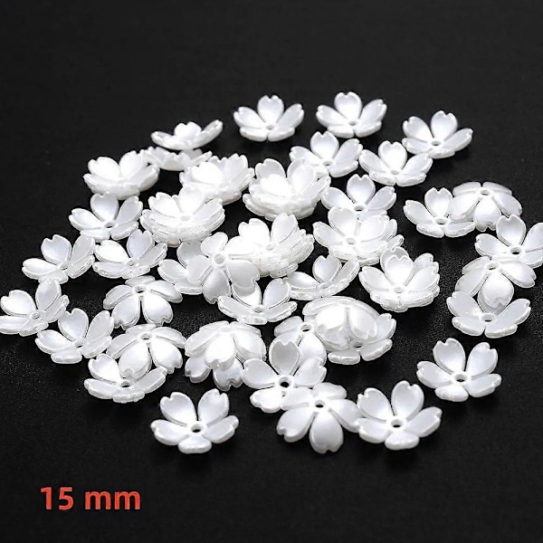 iYOE 100 stk. Hvide Imitationsperle Akryl Blomsterkugler til Smykkefremstilling DIY Tilbehør Irregulær Størrelse Lagdeling style5
