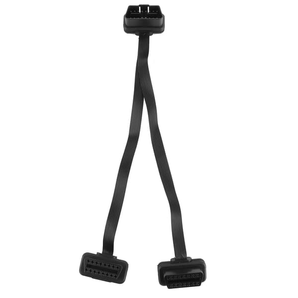 16-pin OBD forlængerkabel, lige han til dobbelt lige hun Y-splitter adapter konnektor OBD2 albue flad linje 0,3 meter