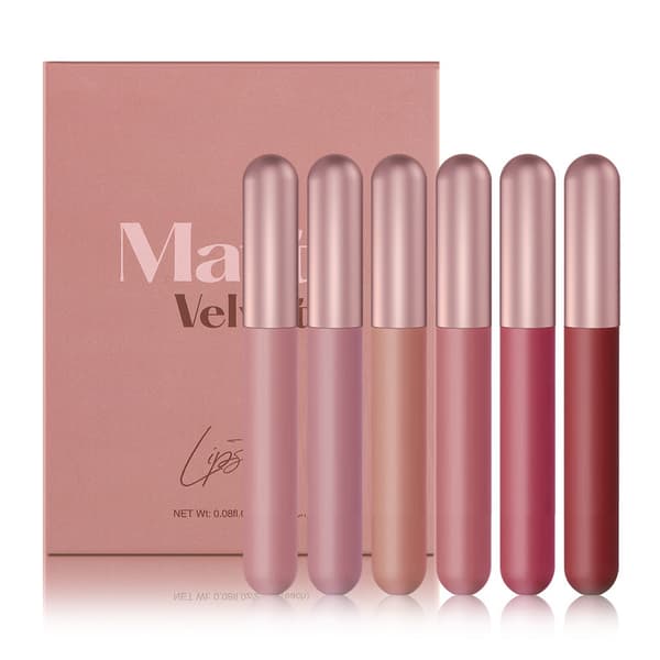 6 färger flytande läppstift set vattentät långvarig matt textur smink läppglans set