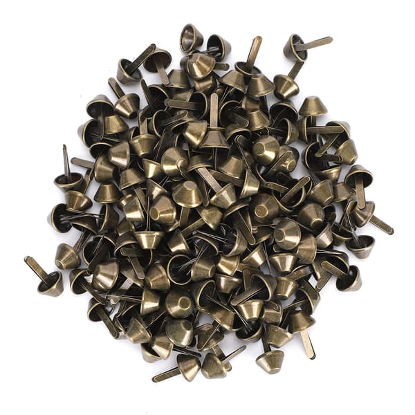 200 stk. flade fødder nitter antik messing DIY læder bagage håndtasker håndværk tilbehør 12mm