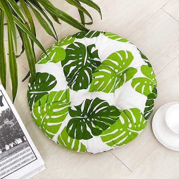 Gröna Blad Rund Stolsdyna Sittdyna för Hem Kontor Trädgård Dekorativ Kudde för Uteplats Tatami Inomhus Utomhus Sittplats 40*40
