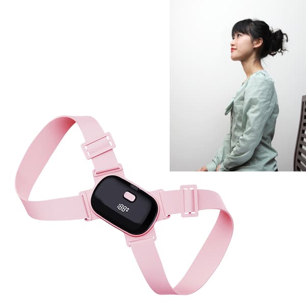 Smart ryggstöd med automatisk vibrationsvarning, elastisk, höghållfast hållningskorrigerare för barn, studenter, hem, rosa