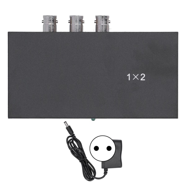 SDI Splitter Distributor Adapter 1 in 2 Out 1080P Understøtter SDHD3GSDI med LED-indikator 100240V (EU-stik)