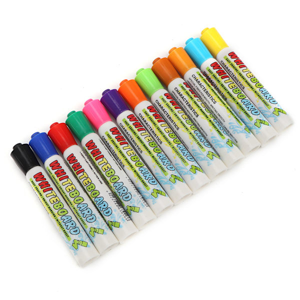 12 farver Easy Wipe DIY Børn Børn Sletbare Markers Flydende Kridt Penne Sæt