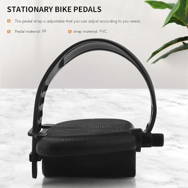 1 par träningscykelpedaler breddad cykelpedal med pedalremmar