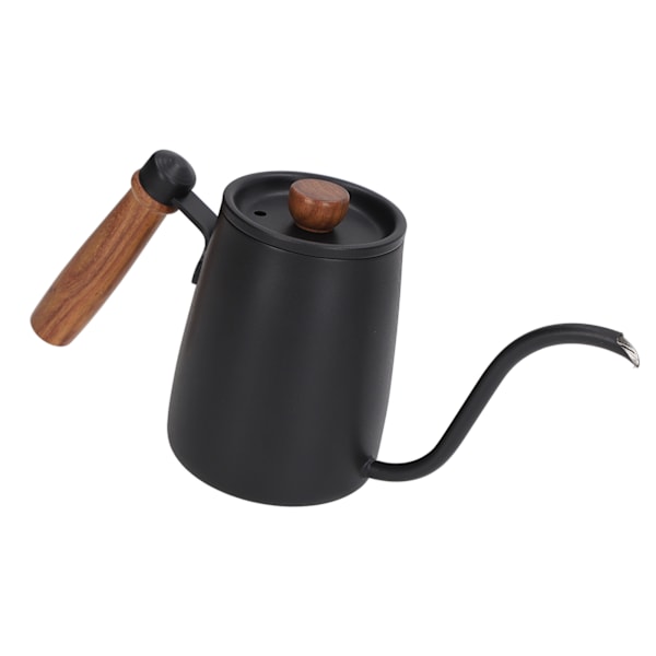 Kaffehäll i rostfritt stål med gåshals och fin pip för affärsbruk, svart