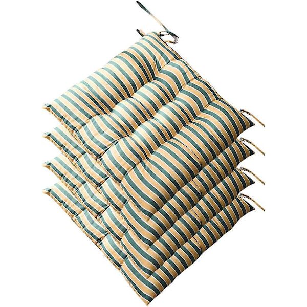 Smukke stribede vendbare sædehyndesæt - 4 puder med bånd, 40x40x5cm, til indendørs og udendørs møbler