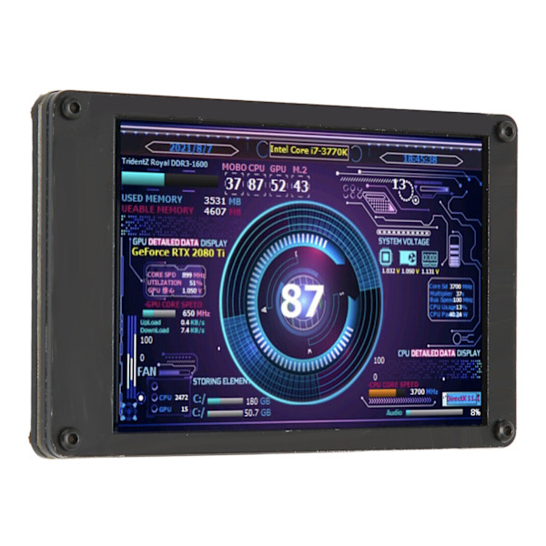 Computertemperaturmonitor 3,5 tommer IPS USB Mini-skærm Temperaturvisning PC CPU Data Monitor til PC CPU RAM Data