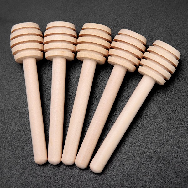 24 st trä honungsdropppinne server sylt sirap droppstirrör köksredskap (8 cm)