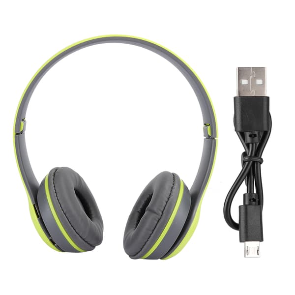 Bluetooth Trådløst Headset Over Øret Sammenleggbart Stereo Lyd Støyreduksjon Øretelefoner Spill FM Musikk Øreplugg Grønn